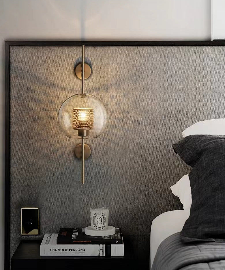 Miravique - Modern Honeycomb Brass & Glass Wall Sconce