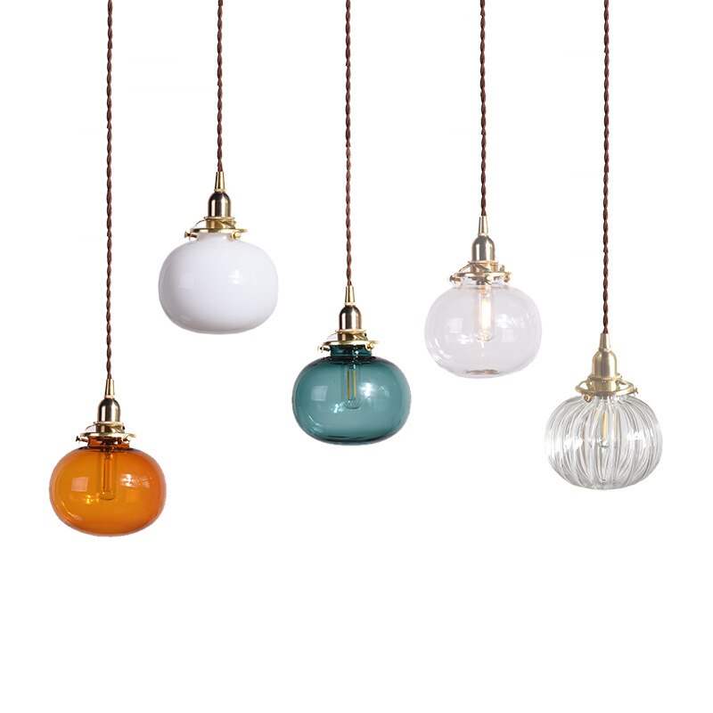 Miravique Style Retro Brass Glass Pendant Lamp