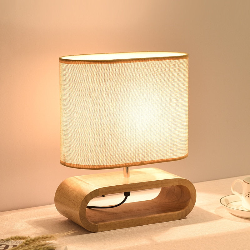 Miravique Linen Cover Wooden Table Lamp