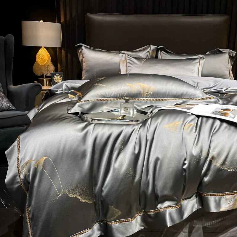 Golden Mist Egyptian Cotton Duvet Cover Set – Luxurious & Breathable Bedding | Soft Gold Hues