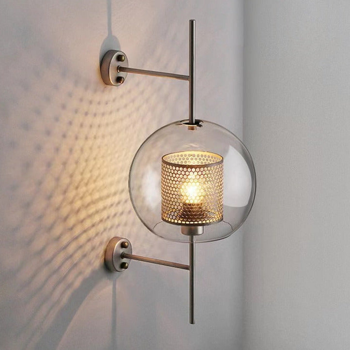 Miravique - Modern Honeycomb Brass & Glass Wall Sconce