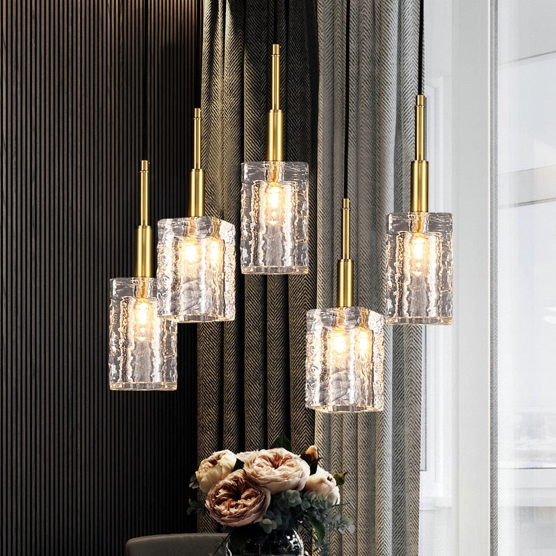 Miravique Glass Crystal Copper Gold Pendant Light