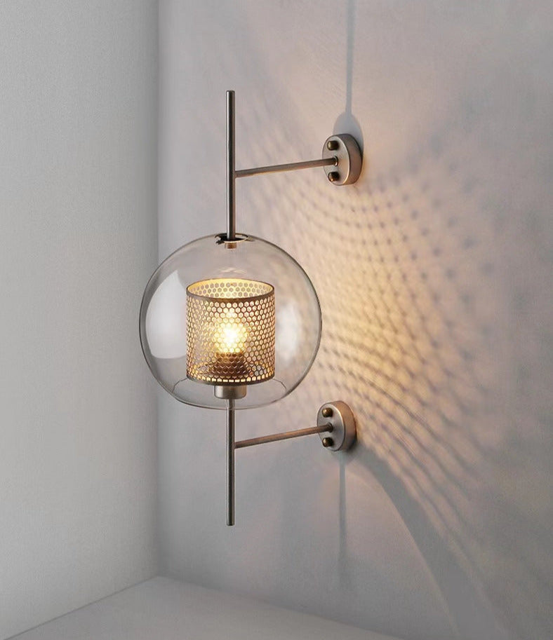 Miravique - Modern Honeycomb Brass & Glass Wall Sconce