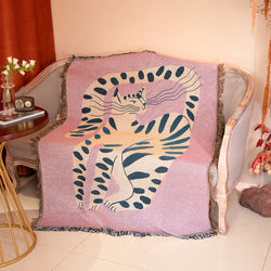 Pink Cat Pattern Throw Blanket