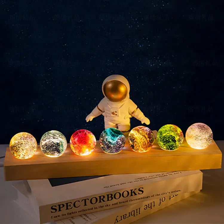 Luminous Crystal Balls Decoration Set – Elegant LED Crystal and Wood Decor for Home, Weddings, Events