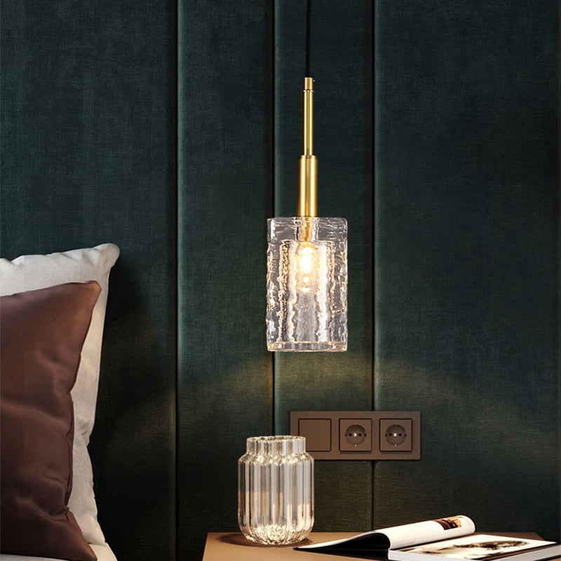 Miravique Glass Crystal Copper Gold Pendant Light