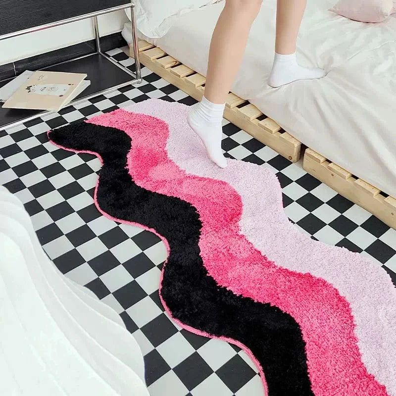 Pink Wave Tufted Runner Rug