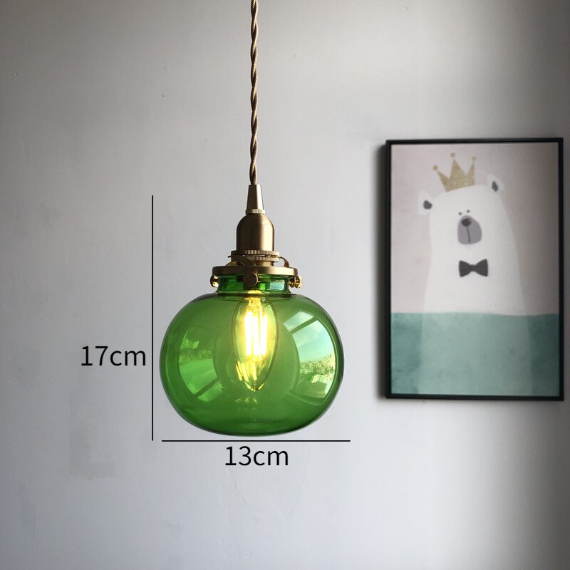 Miravique Style Retro Brass Glass Pendant Lamp