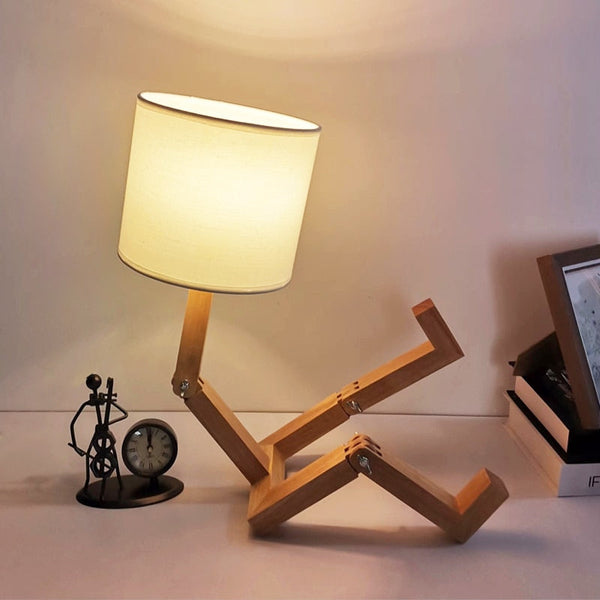 Robot Shape Wooden Table Lamp