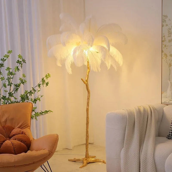 Luxury Nordic Ostrich Feather LED Floor Lamp