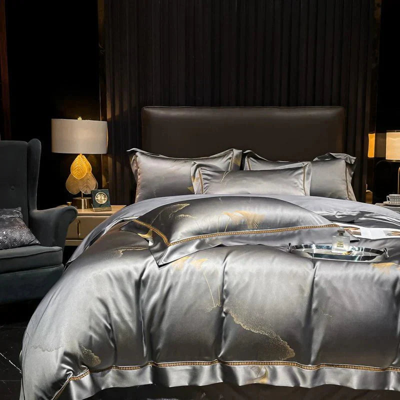 Golden Mist Egyptian Cotton Duvet Cover Set – Luxurious & Breathable Bedding | Soft Gold Hues