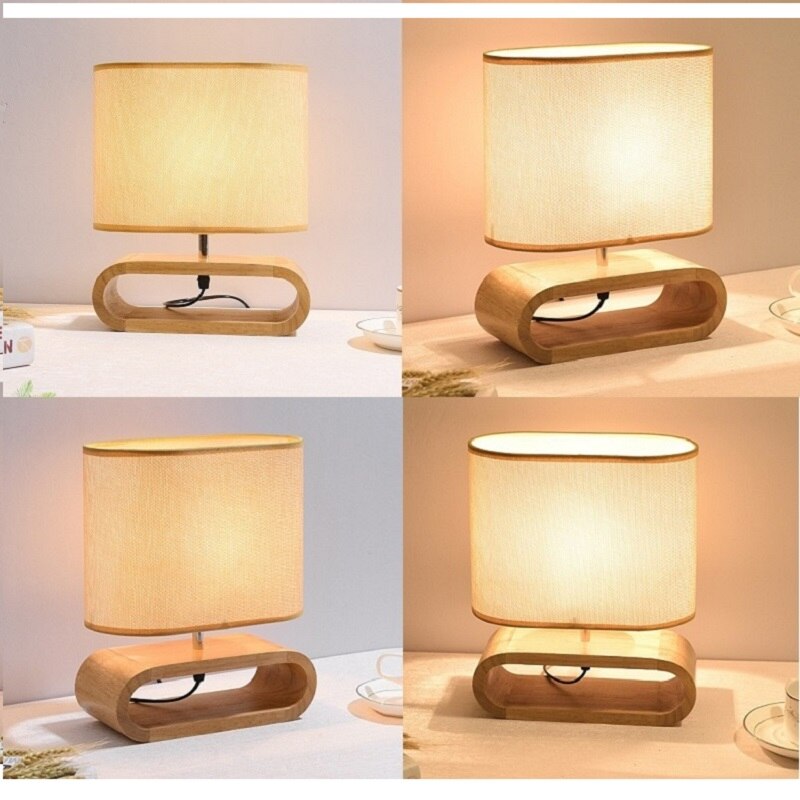 Miravique Linen Cover Wooden Table Lamp