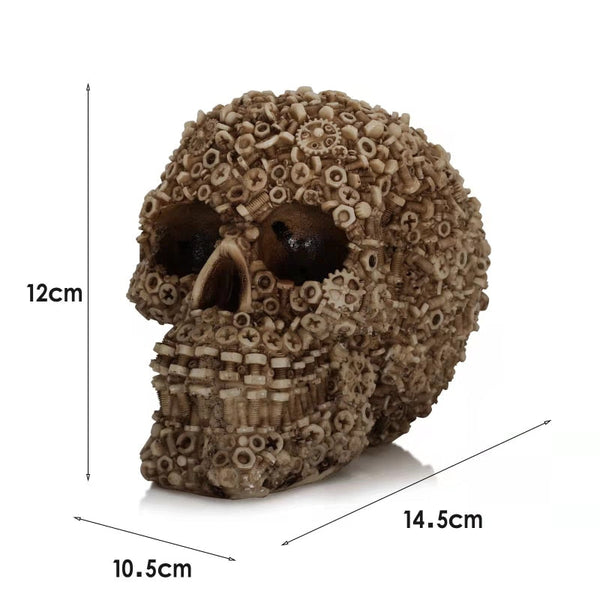 Screw Gear Mechanical Resin Skull Sculpture