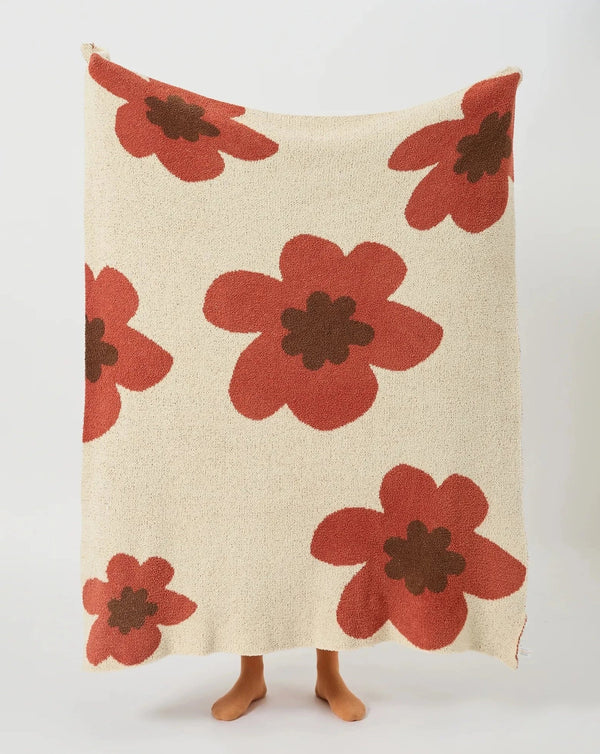 Floral Knitted Microfiber Throw Blanket