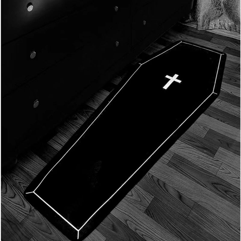 Cross Gothic Vampire Coffin & Skeleton Rug