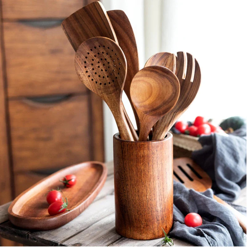 Eco-Friendly 8-Piece Acacia Wood Cooking Set – Durable & Stylish Kitchen Utensils