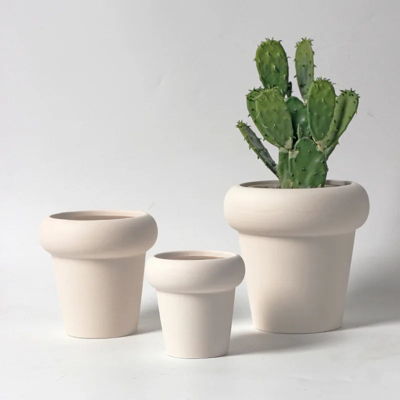 Hermes White Ceramic Potted Planter