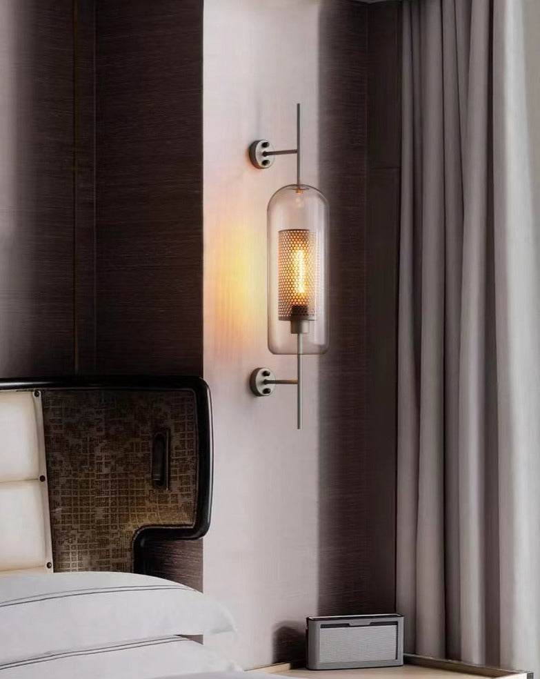 Miravique - Modern Honeycomb Brass & Glass Wall Sconce