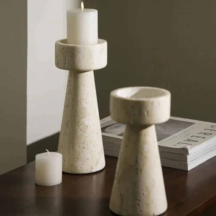 Travertine Stone Candle Holder