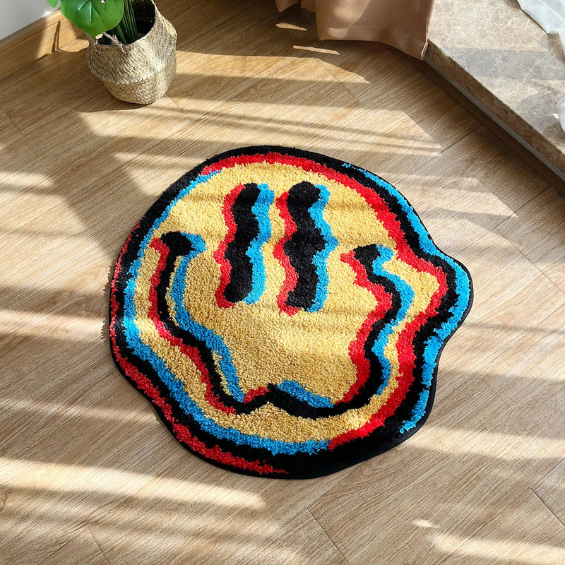 3D Smiling Face Hand-Crafted Rug