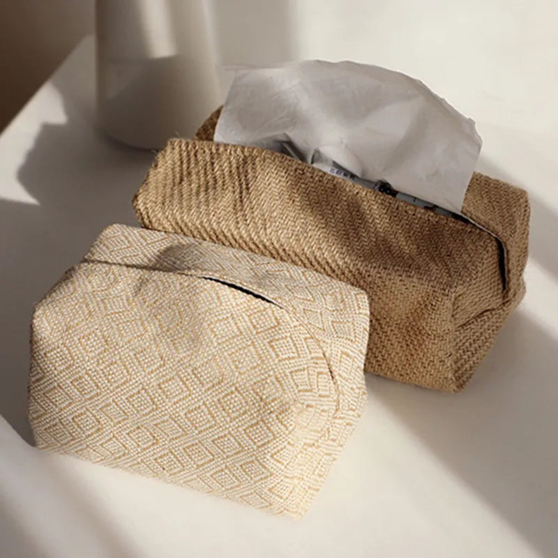 Retro Japanese Style Cotton Linen Tissue Holder