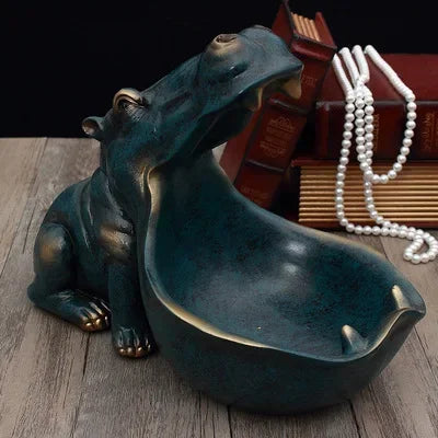 HippoHaven - Exotic Decorative Hippopotamus Figure, African Animal Statue, Symbol of Strength and Protection