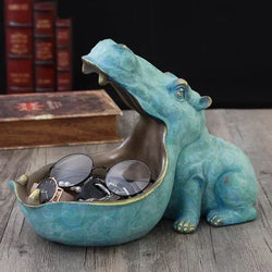 HippoHaven - Exotic Decorative Hippopotamus Figure, African Animal Statue, Symbol of Strength and Protection