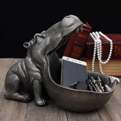 HippoHaven - Exotic Decorative Hippopotamus Figure, African Animal Statue, Symbol of Strength and Protection