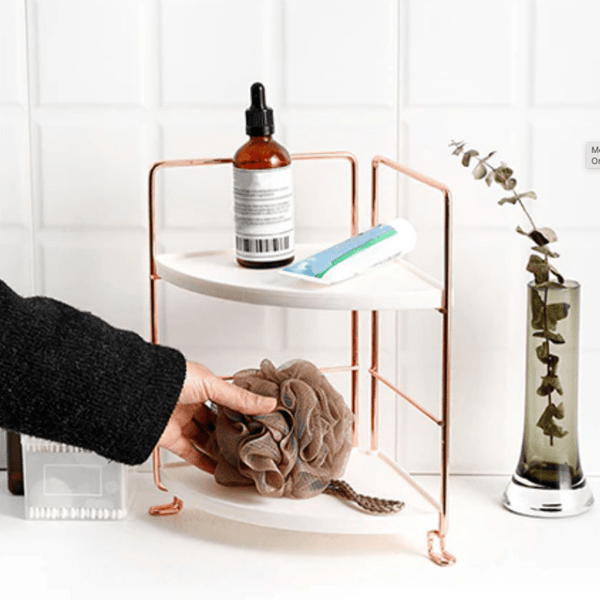 Corner Rose Gold Storage Rack