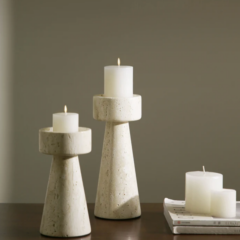 Travertine Stone Candle Holder