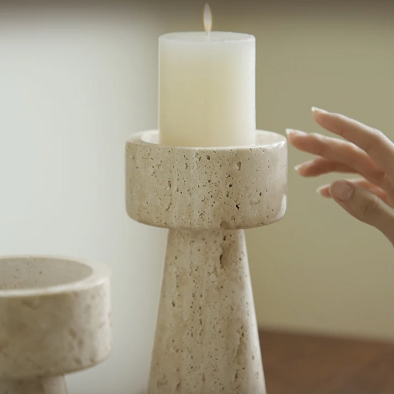 Travertine Stone Candle Holder