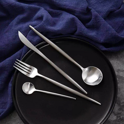 Matte Silver 24-Piece Flatware Cutlery Set