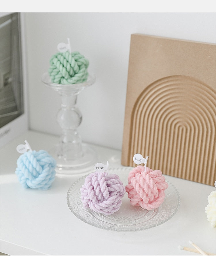 Wool Knot Textured Decorative Candle