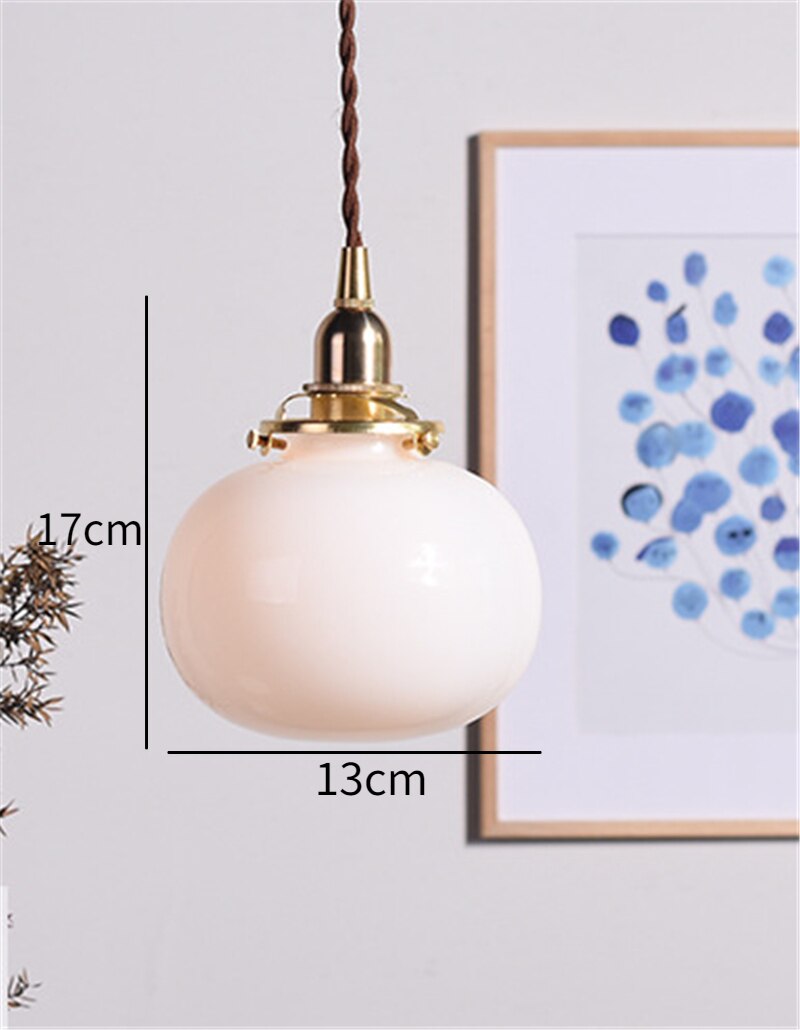 Miravique Style Retro Brass Glass Pendant Lamp