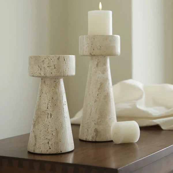 Travertine Stone Candle Holder