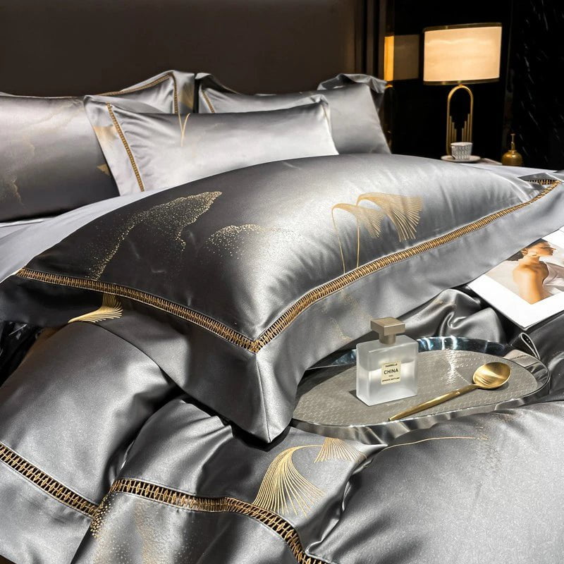 Golden Mist Egyptian Cotton Duvet Cover Set – Luxurious & Breathable Bedding | Soft Gold Hues