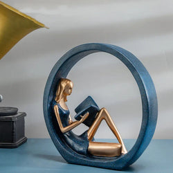 Elegant Woman Reading Resin Sculpture – Artistic Decor for Book Lovers and Art Enthusiasts