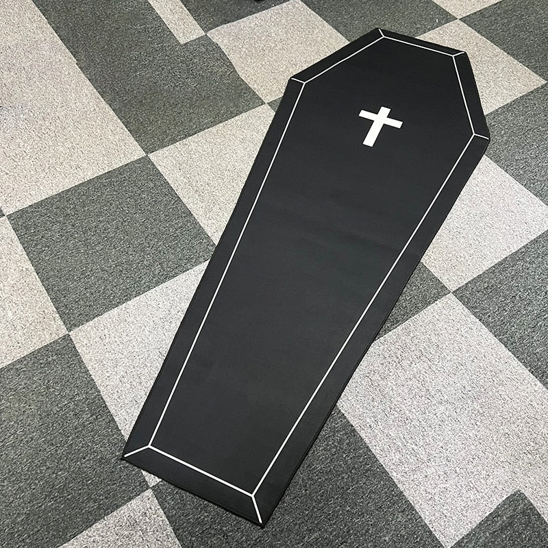 Cross Gothic Vampire Coffin & Skeleton Rug