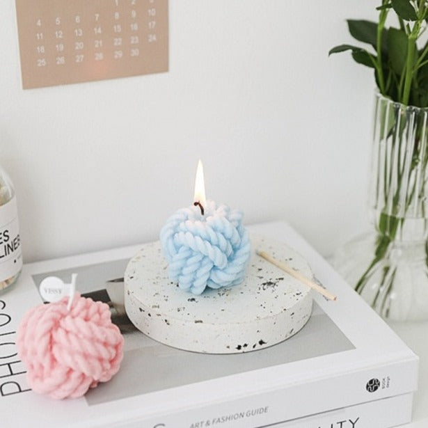 Wool Knot Textured Decorative Candle