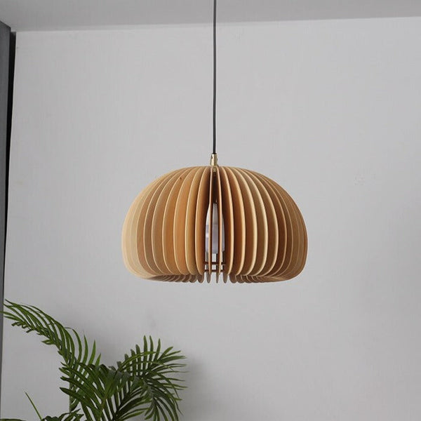 Miravique Wood Pumpkin Pendant Light