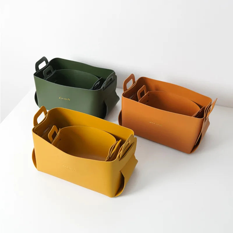 Miravique Faux Leather Storage Baskets