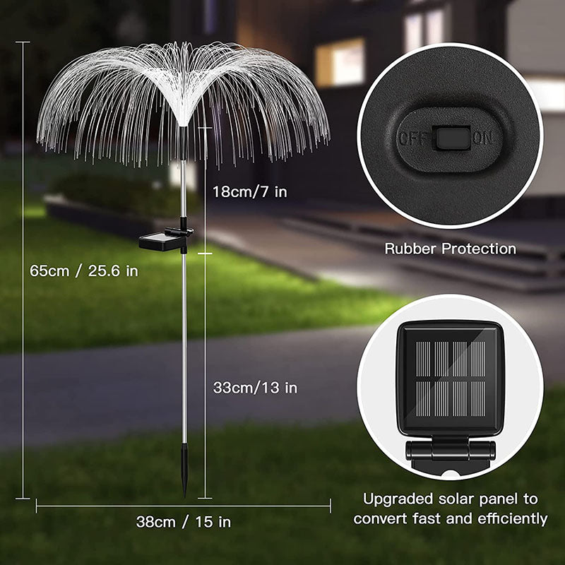 3 Packs Solar Fiber Optic Lights with Jellyfish Shaped Design for Garden