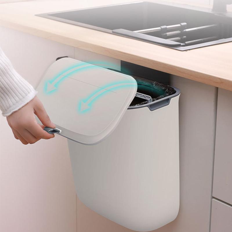 Wall Mounted Hanging Trash Bin | Space-Saving Kitchen Trash Can with Sealing Lid for Odor Control | Versatile Use in Cabinets, Bathrooms, and Offices