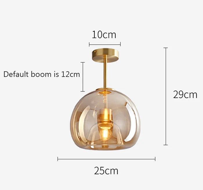 Miravique Copper Glass Semi Flush Mount Ceiling Light