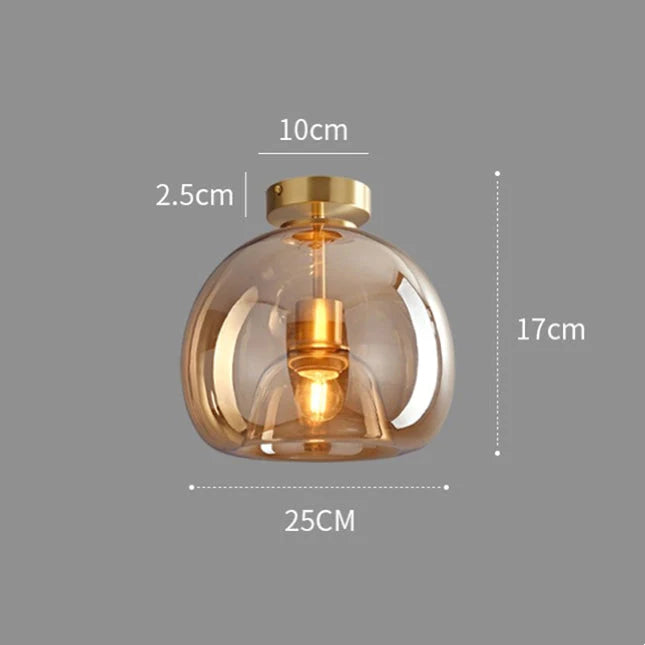 Miravique Copper Glass Semi Flush Mount Ceiling Light