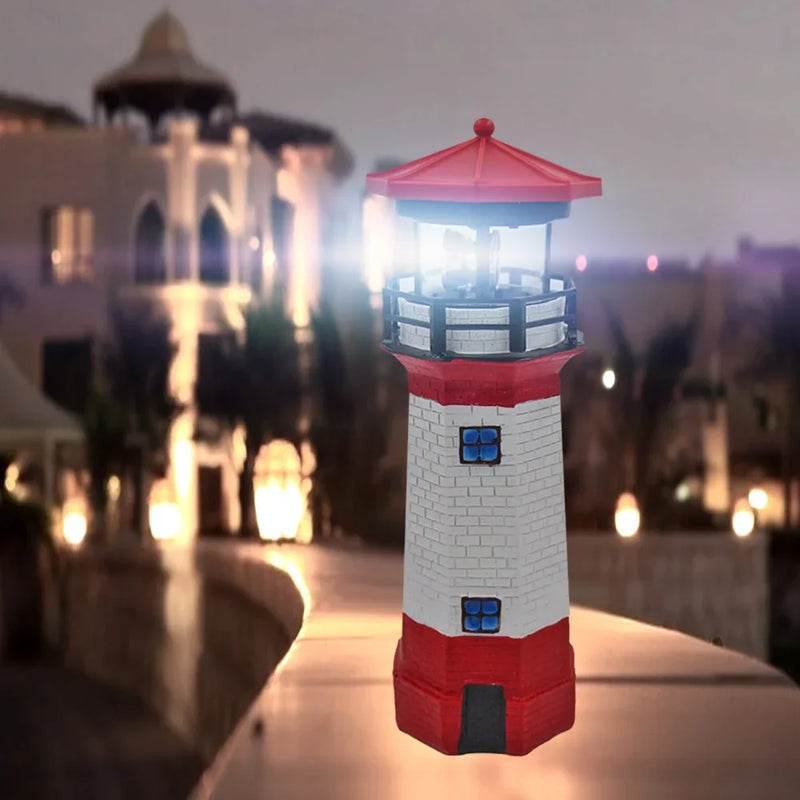 OceanGlow Lighthouse Solar LED Light – Nautical Solar Lighting for Outdoor Spaces