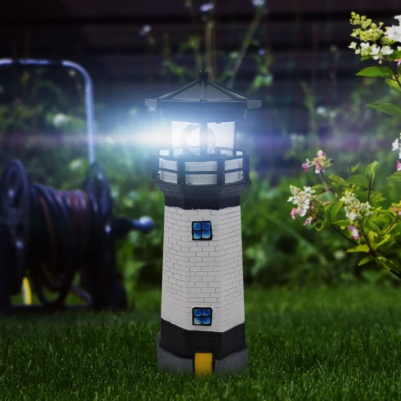 OceanGlow Lighthouse Solar LED Light – Nautical Solar Lighting for Outdoor Spaces