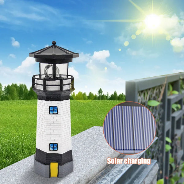 OceanGlow Lighthouse Solar LED Light – Nautical Solar Lighting for Outdoor Spaces