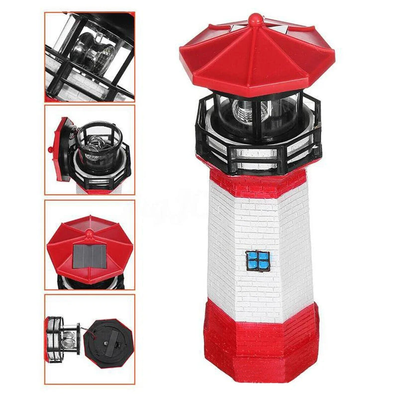 OceanGlow Lighthouse Solar LED Light – Nautical Solar Lighting for Outdoor Spaces