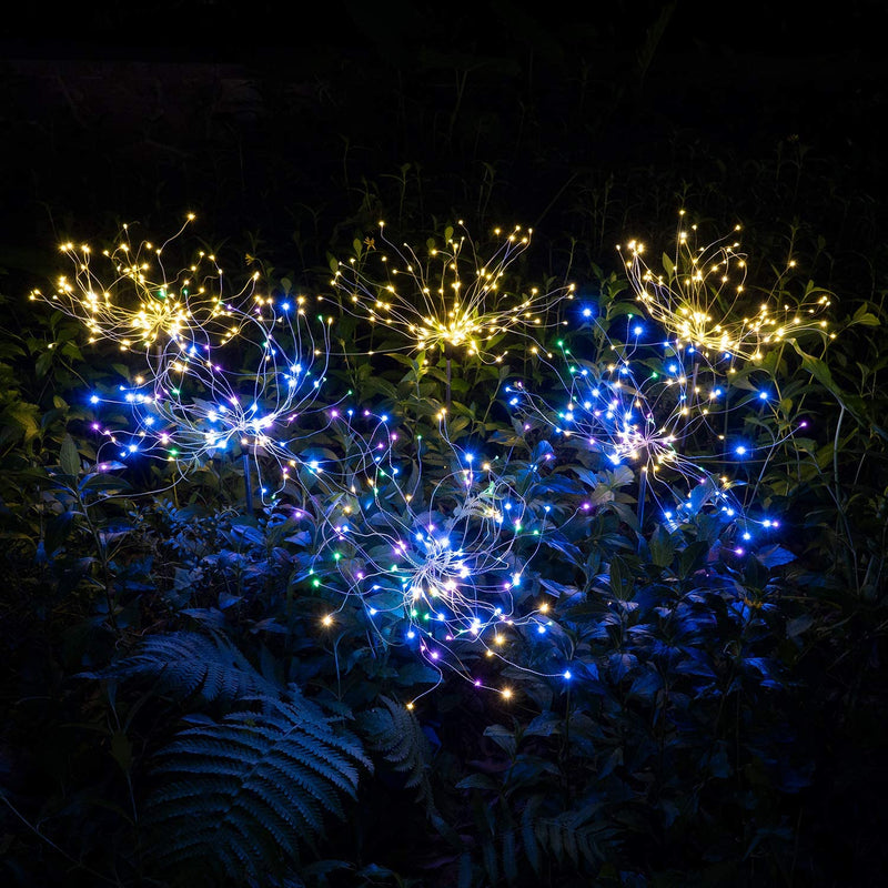 4-Piece Solar Garden Fireworks Lights – IP65 Weatherproof LED Outdoor Lights with Adjustable Modes & DIY Design